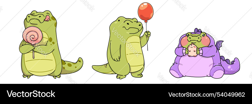 Funny crocodile characters set Funny crocodile characters set Vector Image