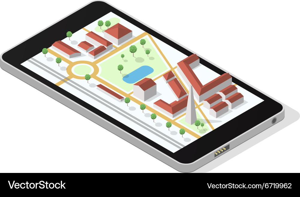 Map on smartphone screen Royalty Free Vector Image