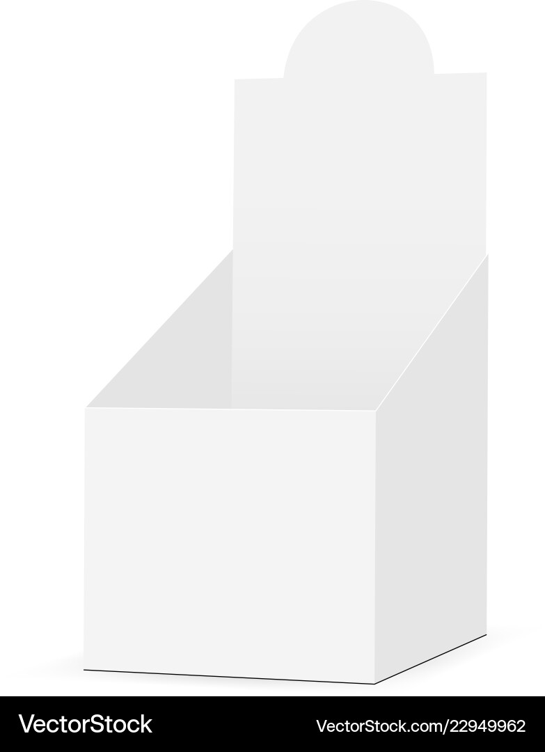 Opened empty display box mock up isolated vector image