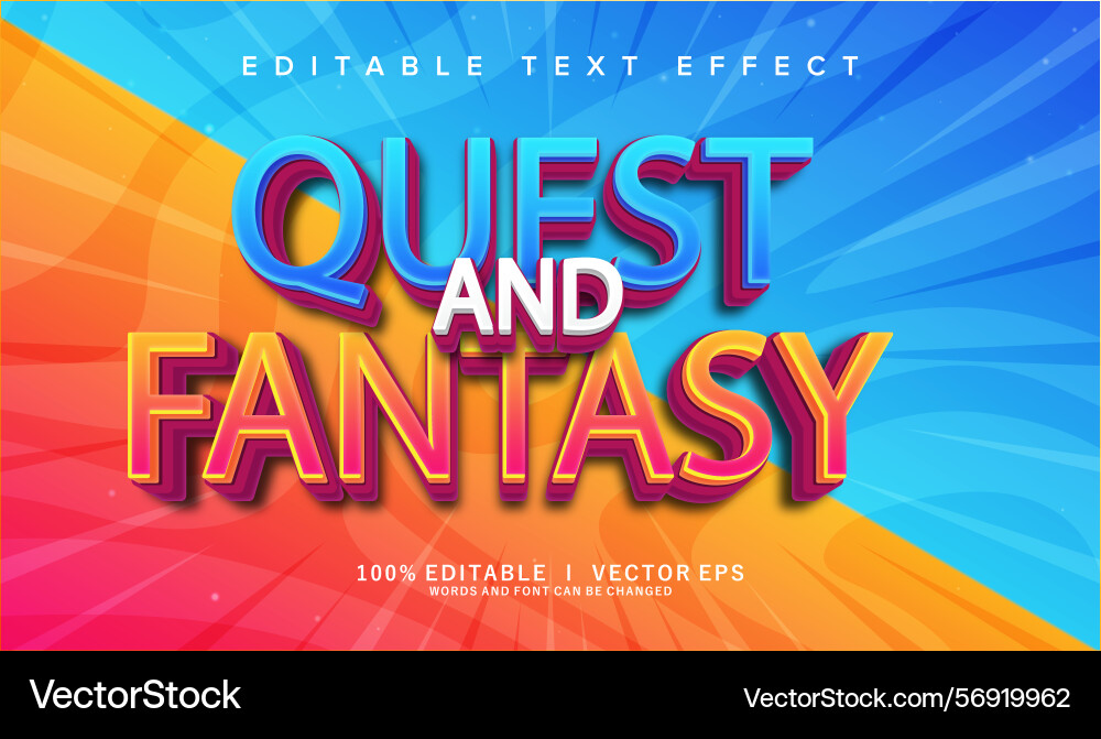 Quest and fantasy text effect with modern style Quest and fantasy text effect with modern style vector image