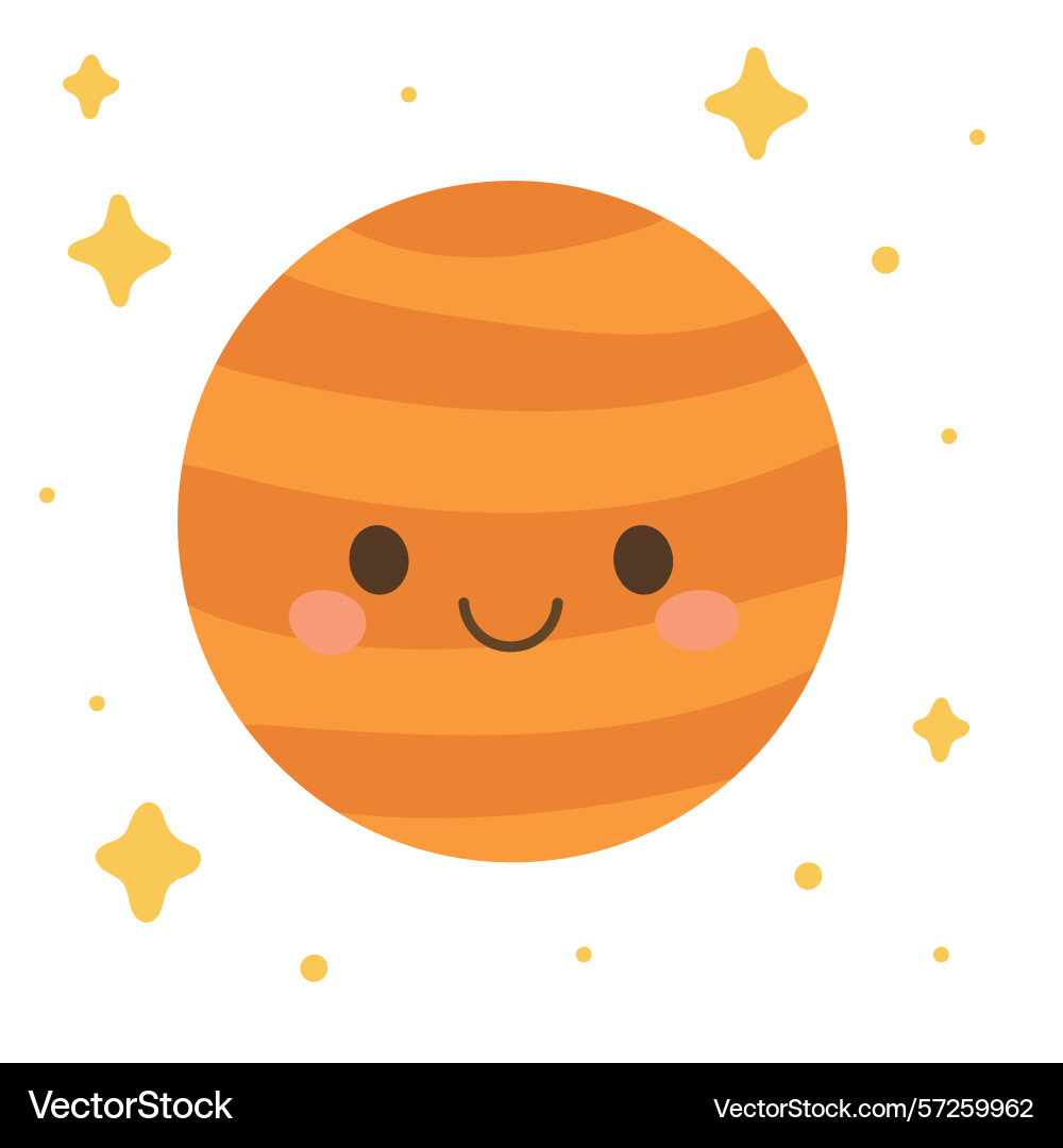 Smiling red mars with crater details and orbiting Vector Image