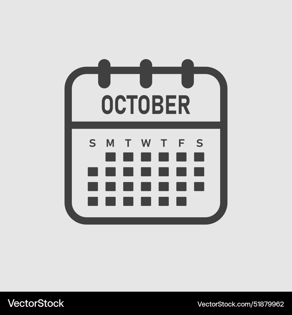 Template icon page calendar month october Vector Image