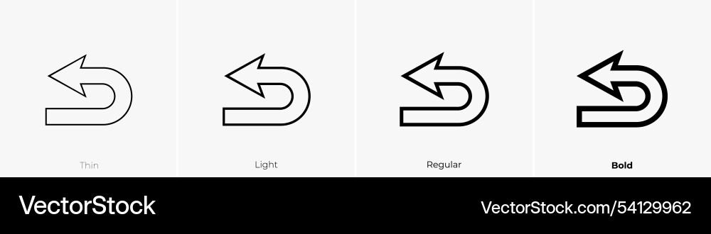 Undo icon thin light regular and bold style Vector Image