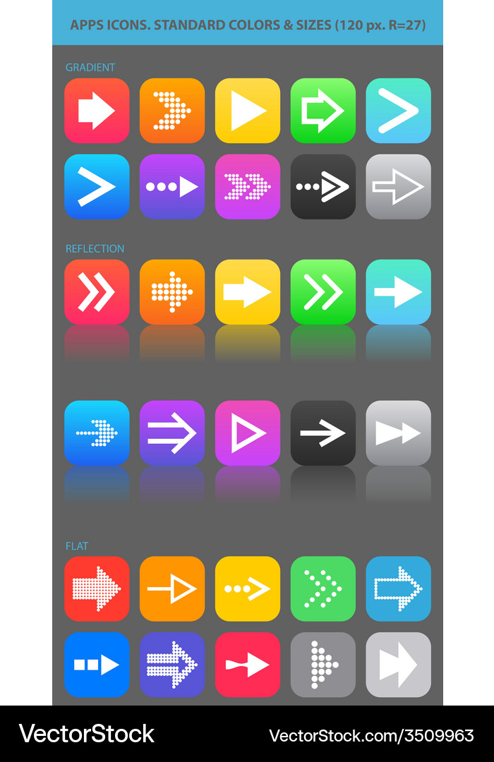 Apps Navigationssymbole mit Pfeilen für ui Vektorbild