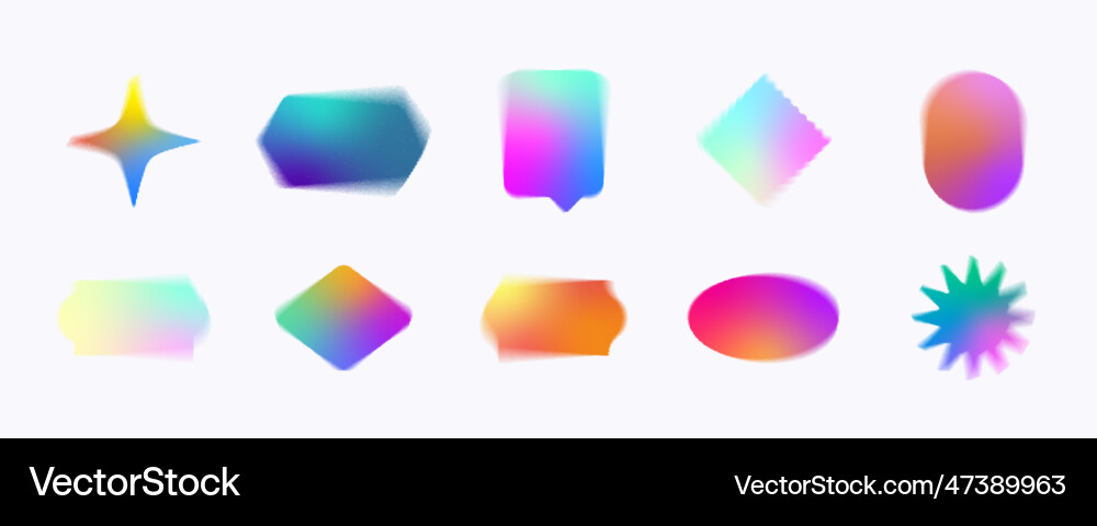 Blurry shapes set with y2k aura effect colorful Blurry shapes set with y2k aura effect colorful vector image