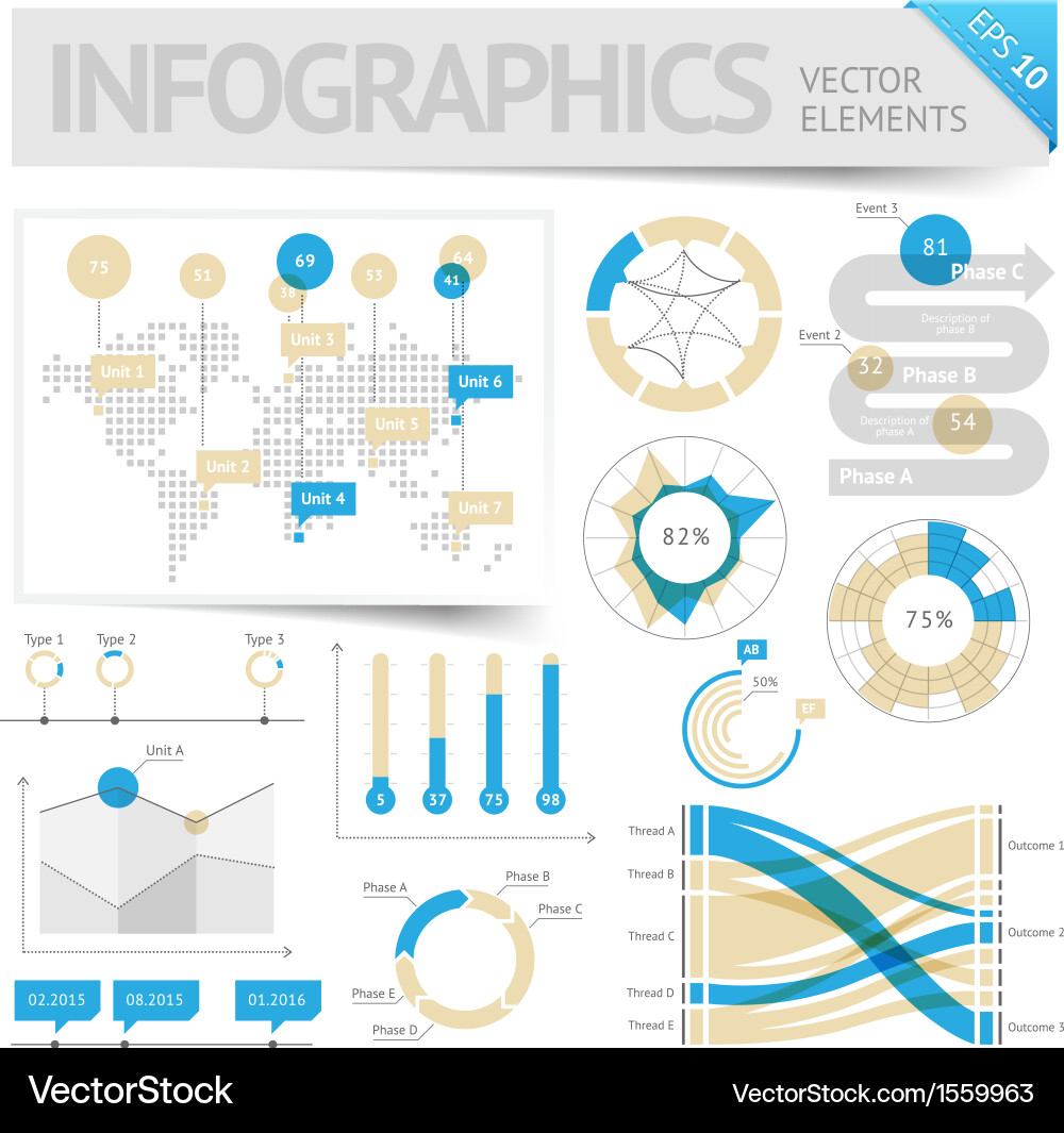 Business and Data Chart Elements vector image