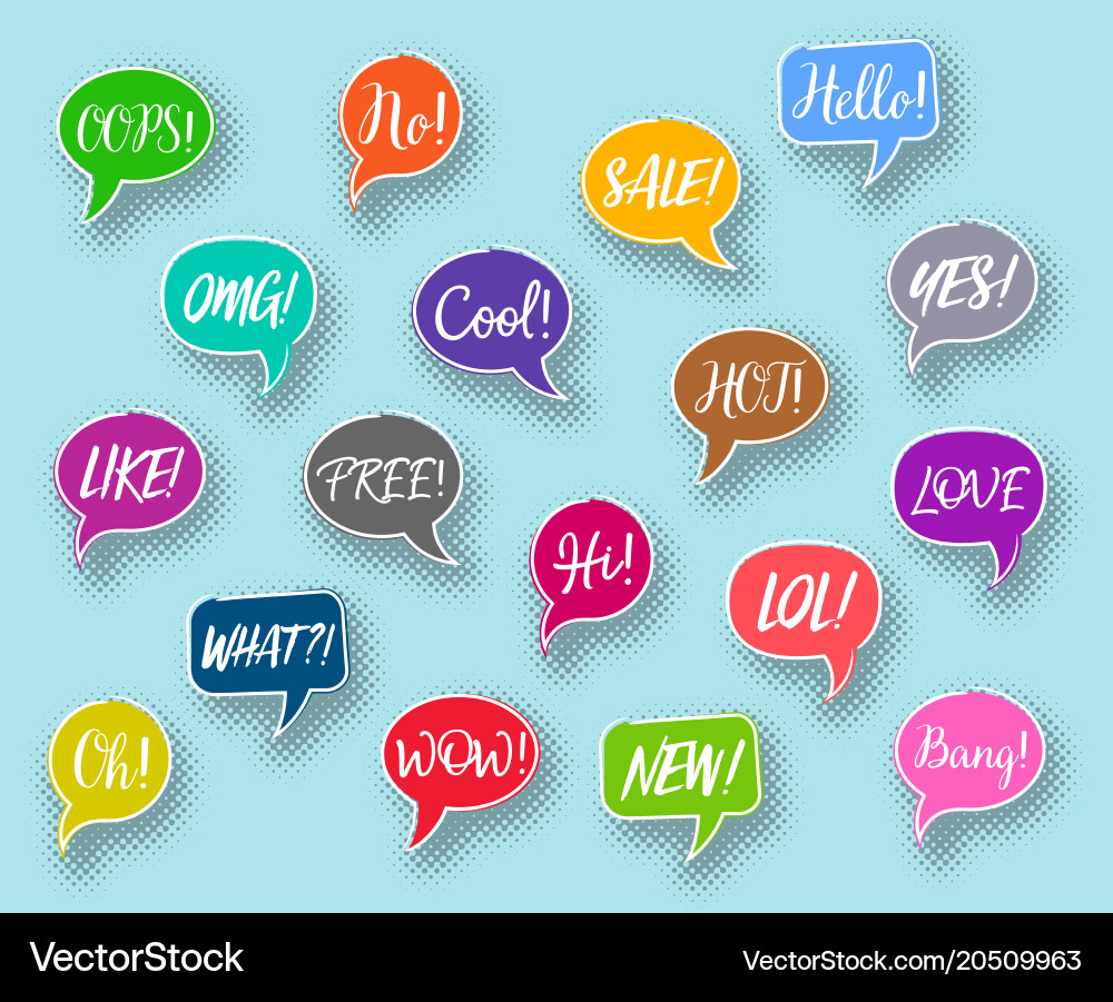 Chat bubbles collection text expressions vector image