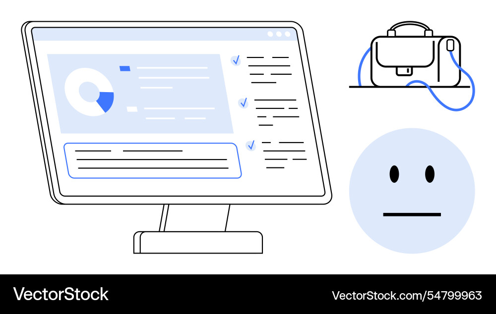 Digital workspace with computer monitor briefcase Digital workspace with computer monitor briefcase vector image