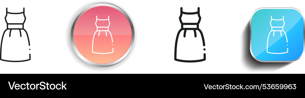 Dress icon thin linear regular and button style vector image