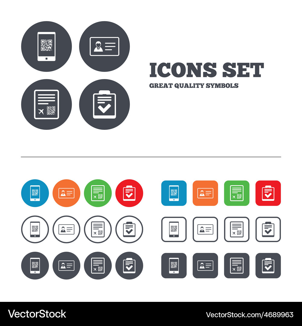 Qr scan code icon boarding pass flight sign Vector Image