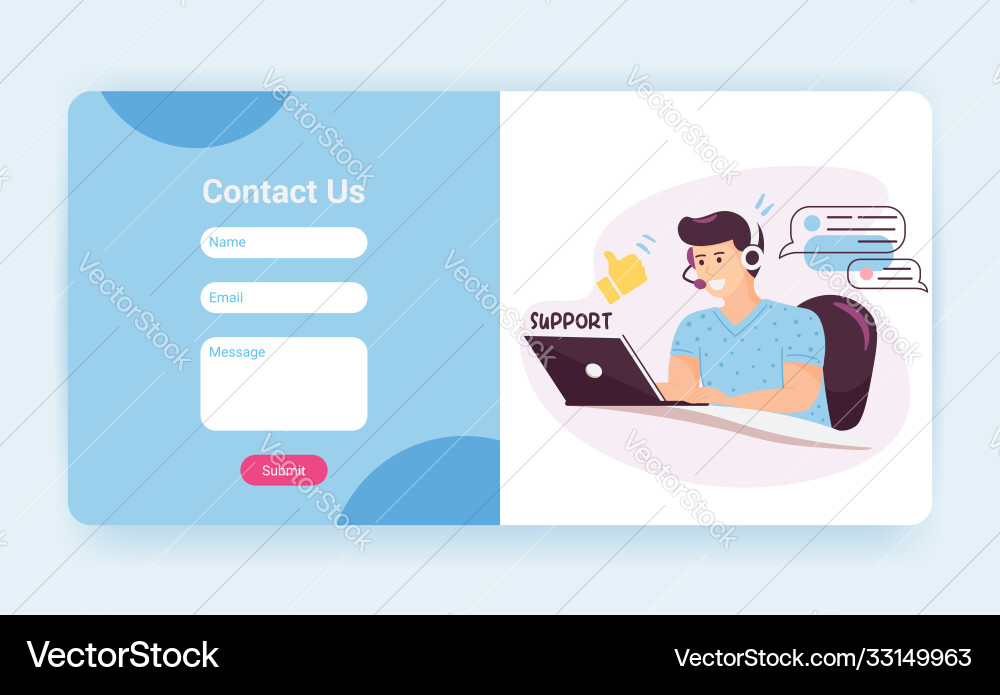 Tech Support Contact Form Landing Page vector image