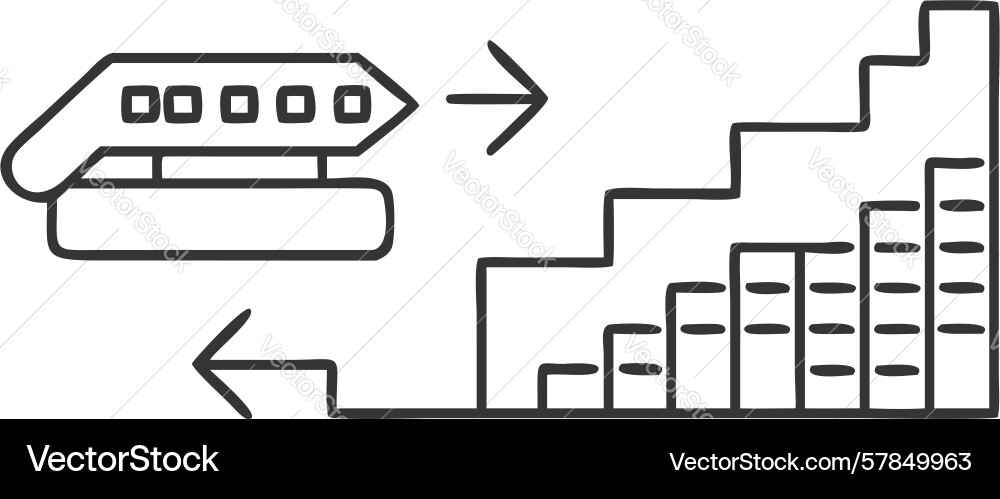 Train with steps arrows process journey icon Vector Image