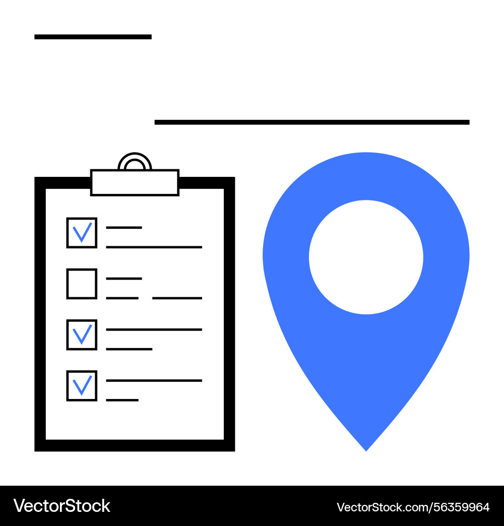 Checklist with blue map pin highlighting task Vector Image