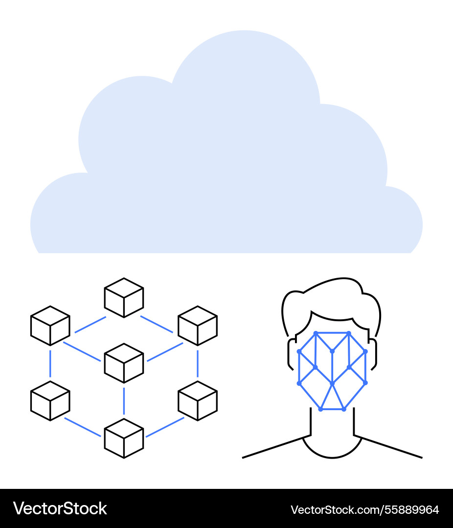 Cloud data management with facial recognition Cloud data management with facial recognition vector image