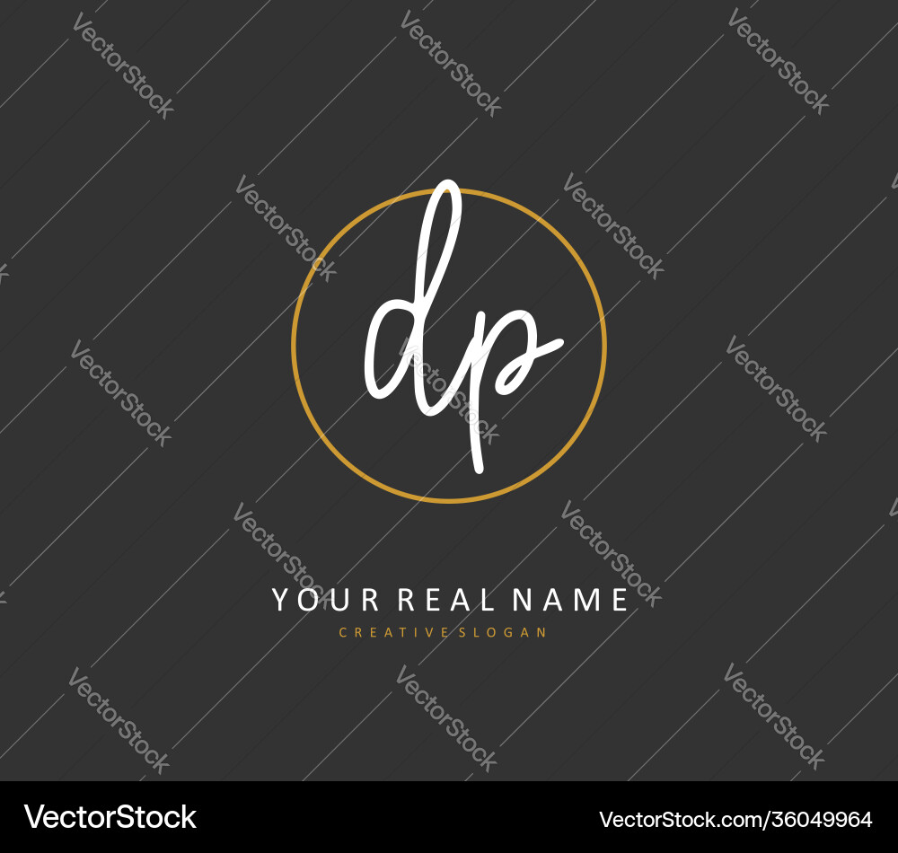 Elegant DP Initial Signature Logo vector image