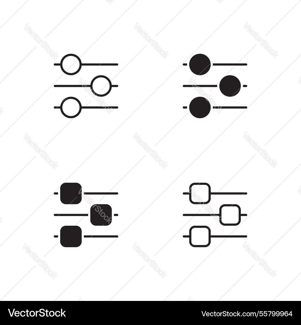 Equaliser icon set control setting Equaliser icon set control setting vector image