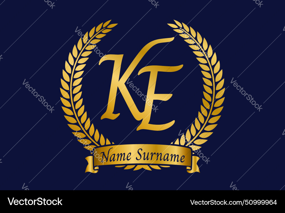 Initial letter k and e ke monogram logo design Vector Image