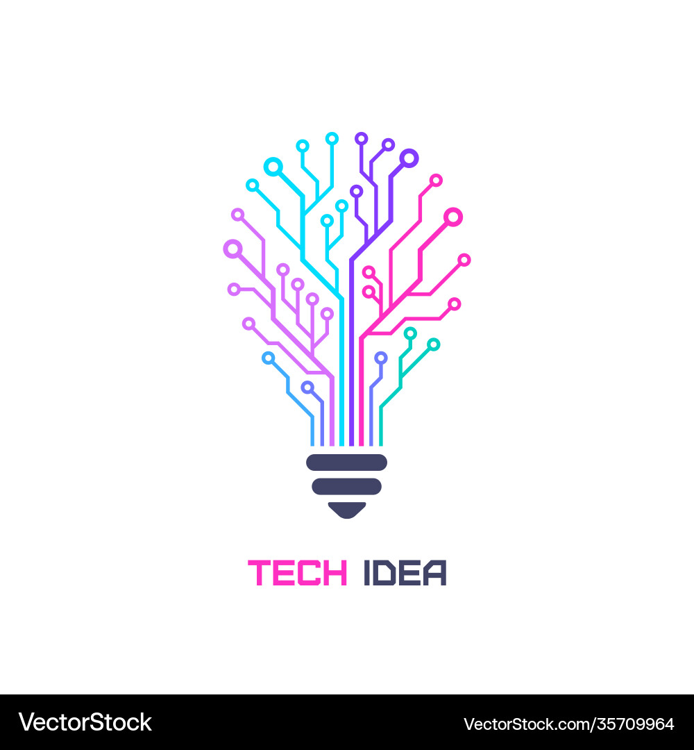 Light bulb in form printed circuit board vector image