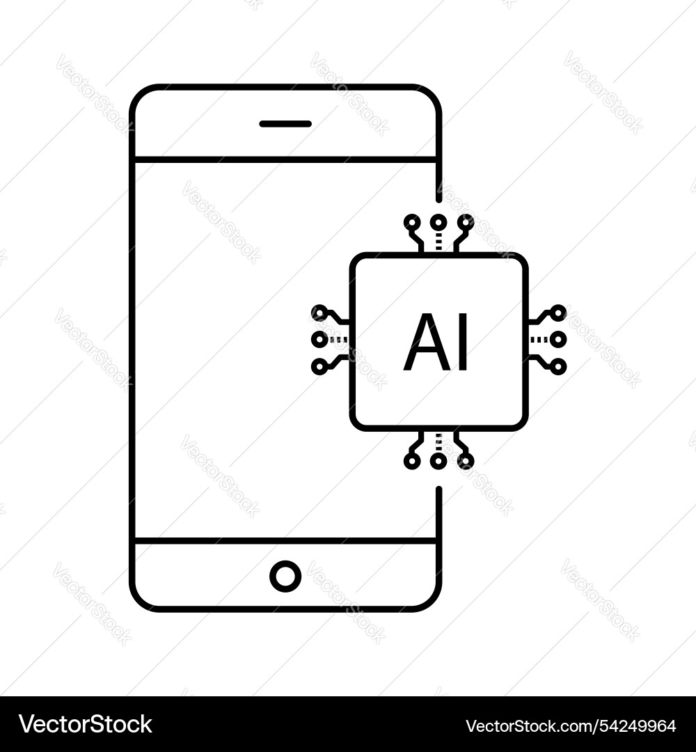Smartphone ai integration icon design mobile vector image