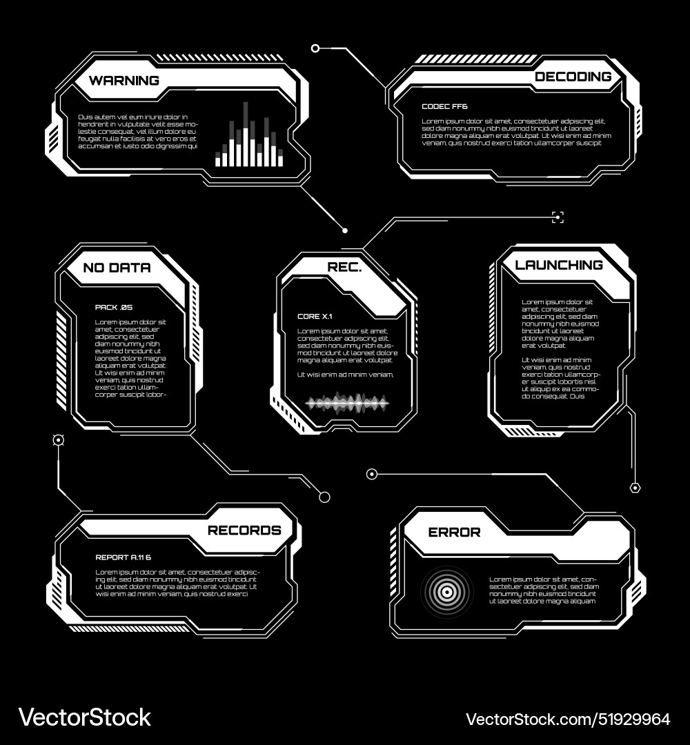 White futuristic hud ui elements sci-fi user White futuristic hud ui elements sci-fi user vector image