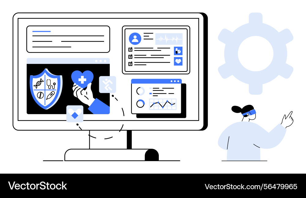 Digital health data management with interface Digital health data management with interface vector image