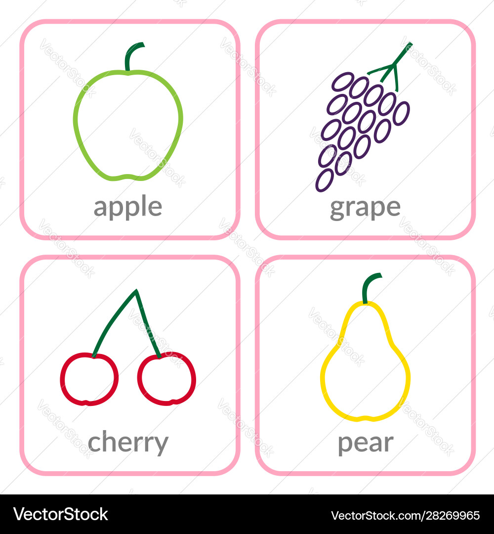 Fruits and berries objects icons set isolated Fruits and berries objects icons set isolated vector image