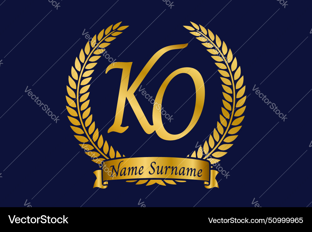 Initial letter k and o ko monogram logo design Initial letter k and o ko monogram logo design vector image