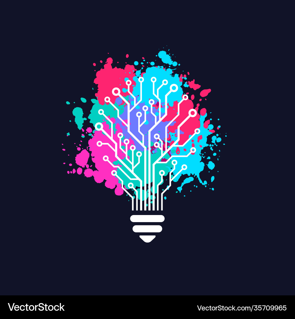 Light bulb in form printed circuit board vector image