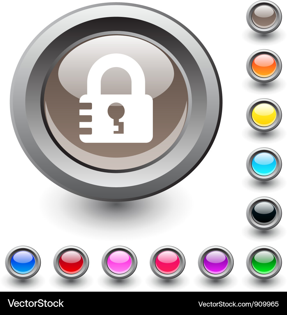 Lock round button Vector Image