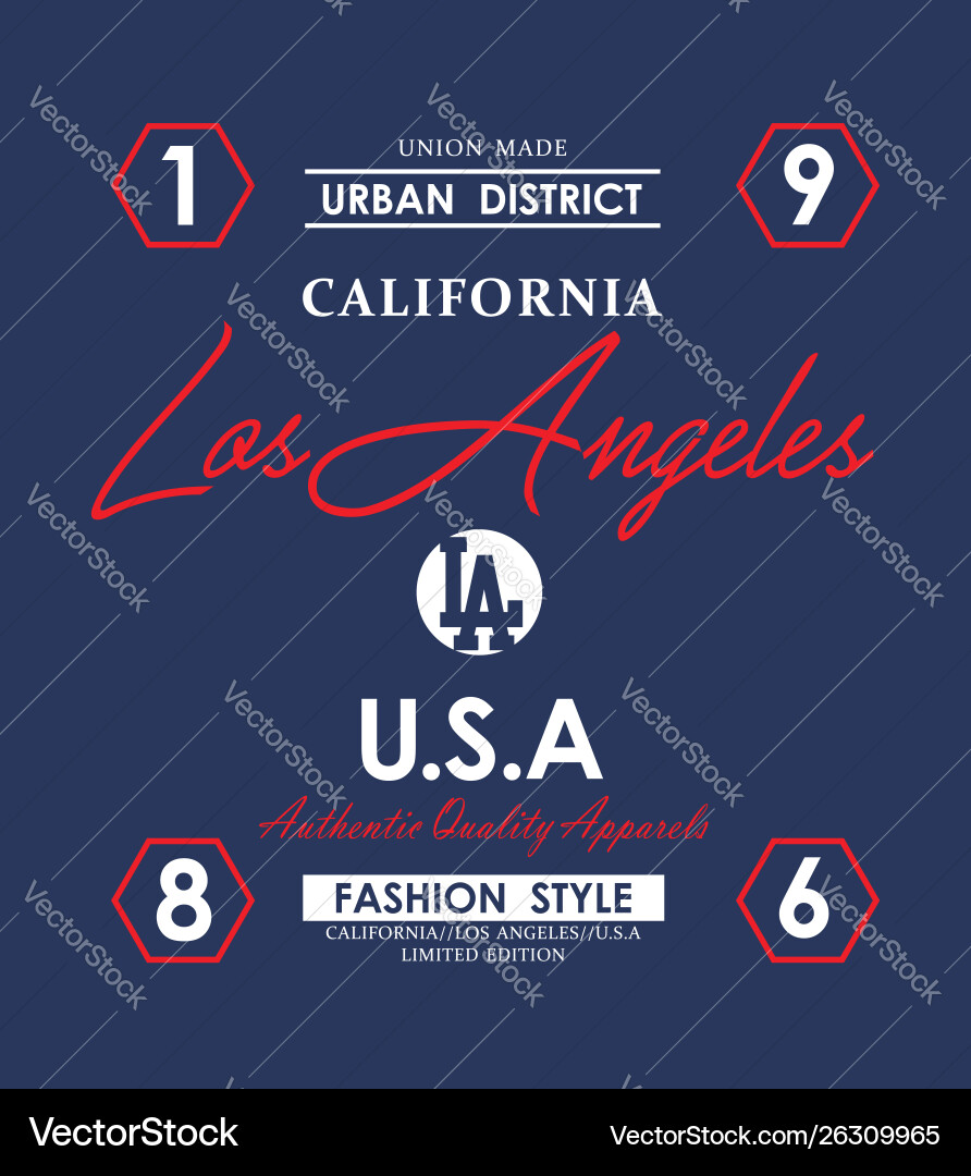 Los angeles california slogan graphic typography Los angeles california slogan graphic typography vector image