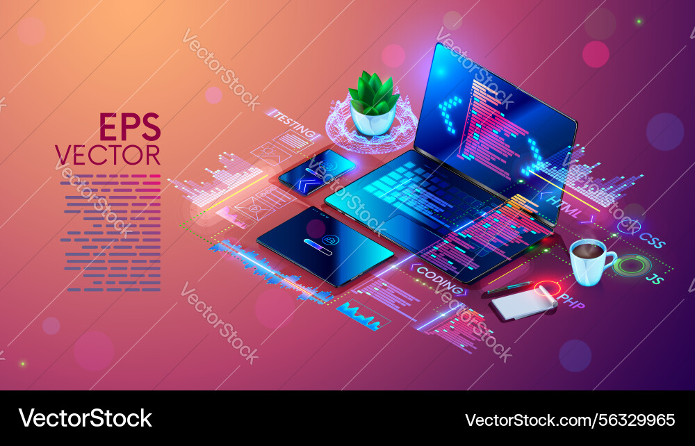 Software development concept programming vector image