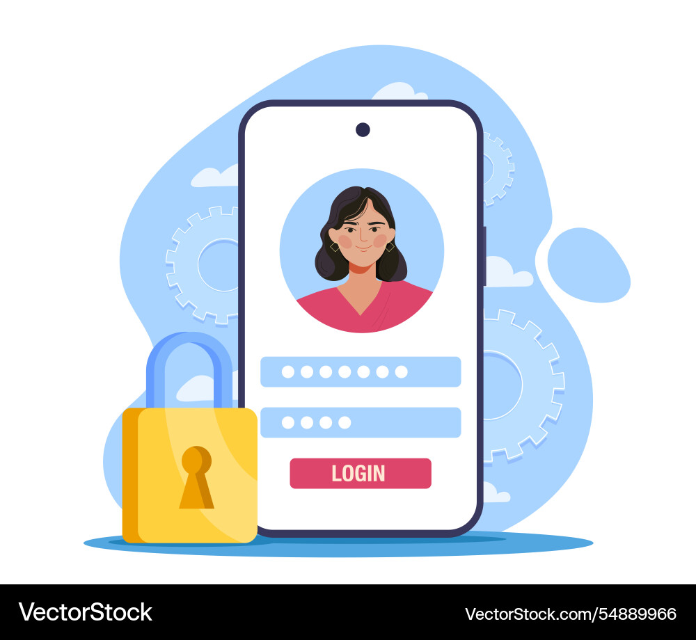 Account authentication on smartphone login Account authentication on smartphone login vector image