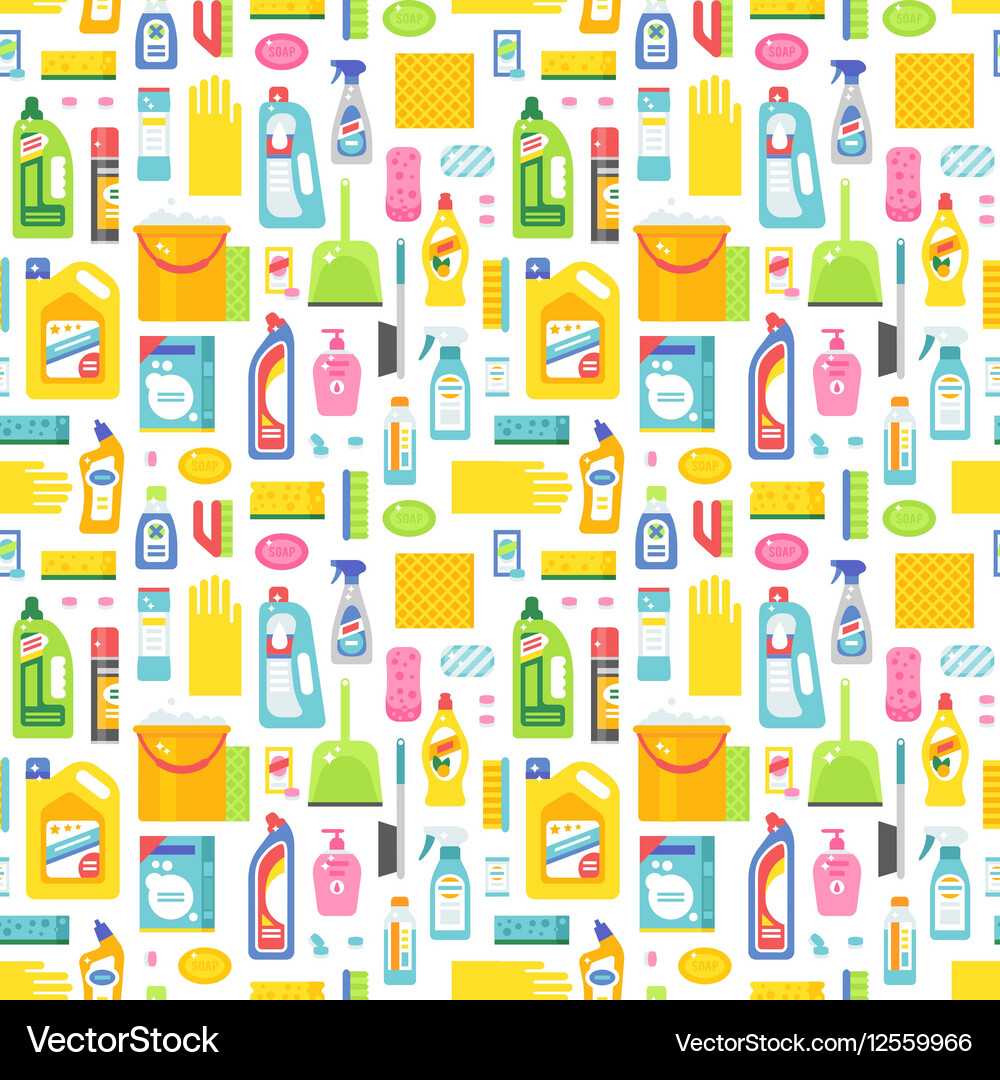 Cleaning tools seamless pattern Vector Image
