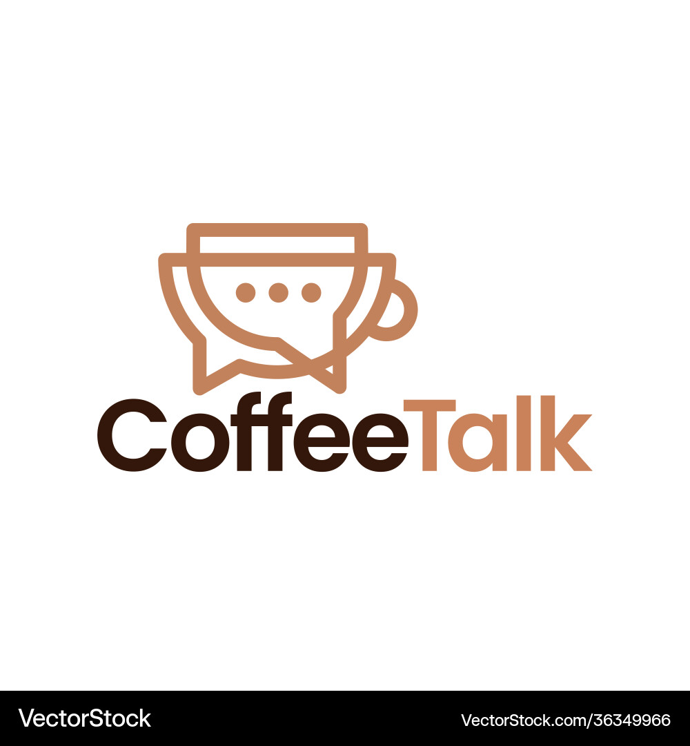 Coffee talk chat bubble outline logo icon Coffee talk chat bubble outline logo icon vector image