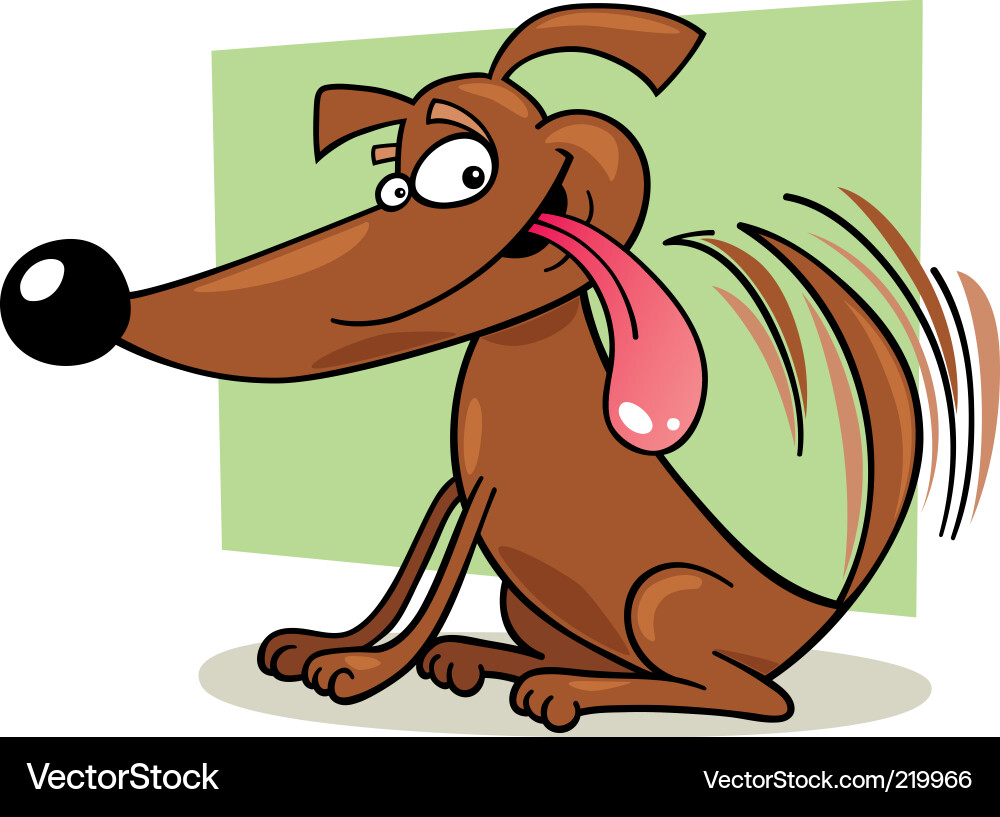 Happy Cartoon Dog Wagging Tail Vector Image