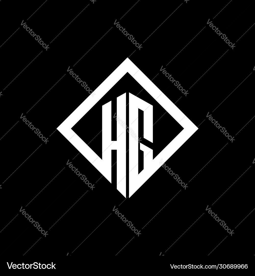 Hg logo monogram with square rotate style design Hg logo monogram with square rotate style design Vector Image