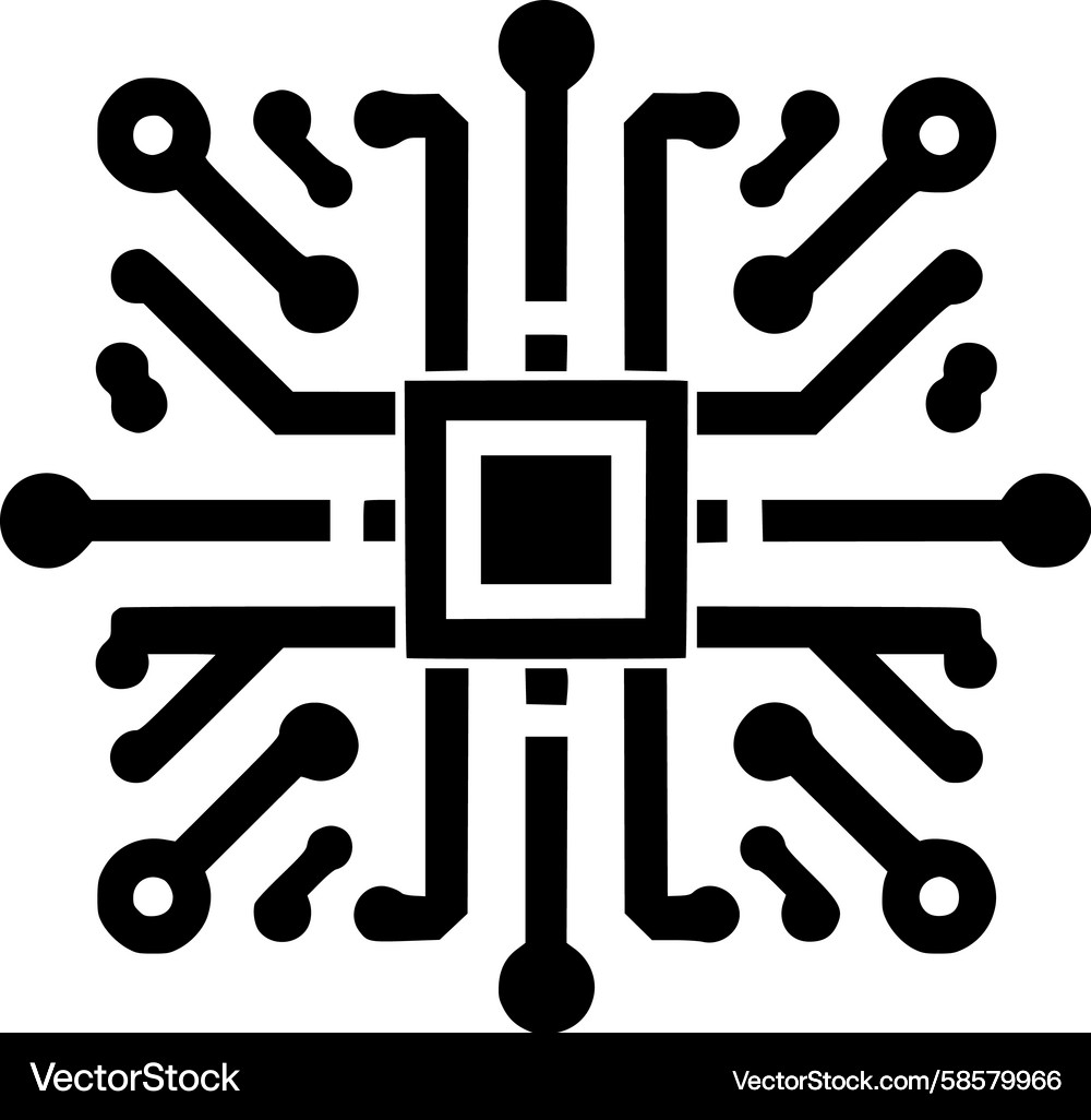 Interconnected Circuit Network Icon Vector Image