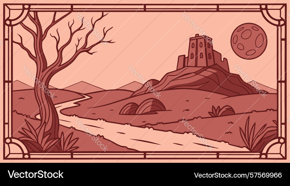 Martian landscape with abstract structures design Vector Image