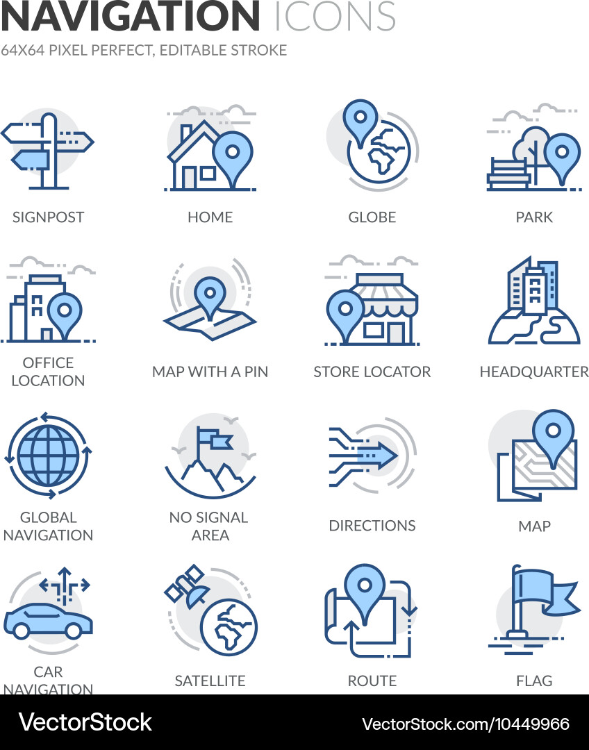 Navigation Line Icons Set vector image