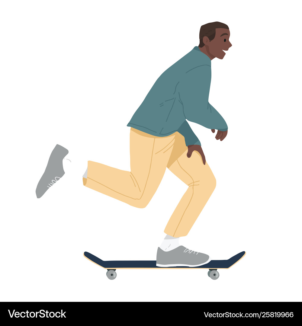 Schwarzer Mann Fahrt auf Skateboard african Boy Reiten Schwarzer Mann Fahrt auf Skateboard african Boy Reiten vektorbild