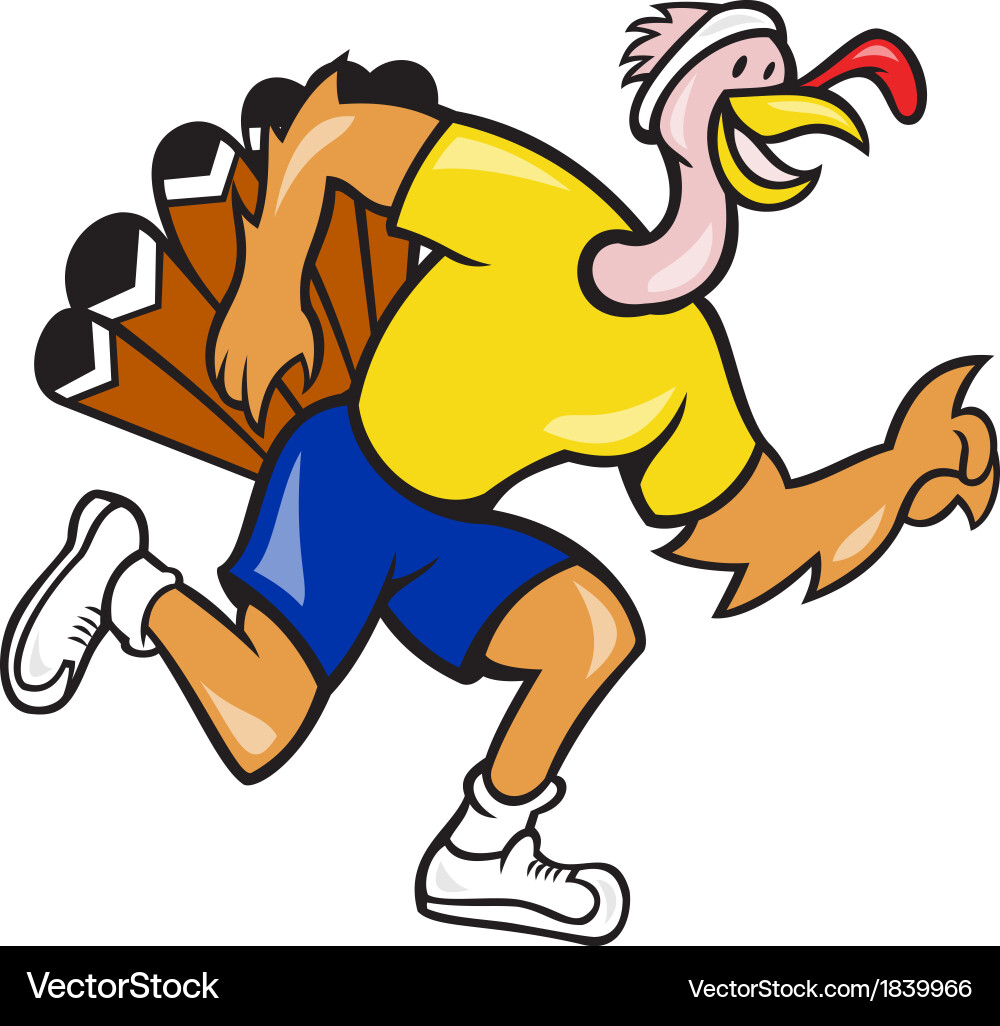 Turkey run runner side cartoon Royalty Free Vector Image