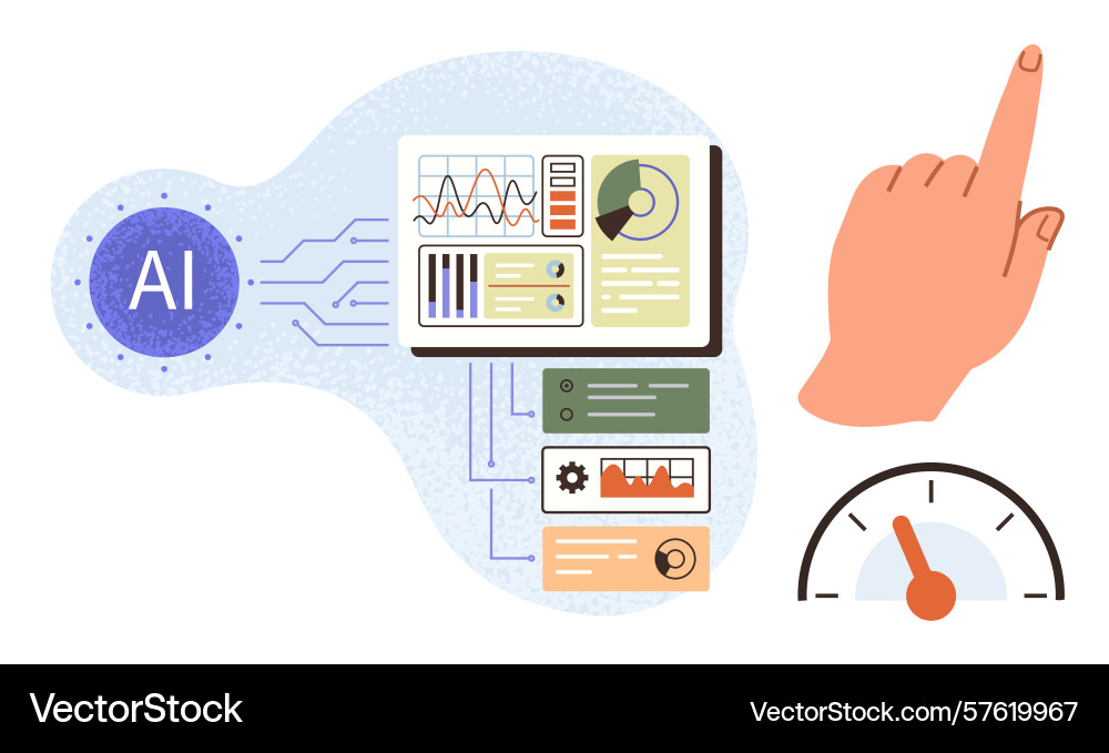 Ai-powered dashboard with analytics data flow Ai-powered dashboard with analytics data flow vector image
