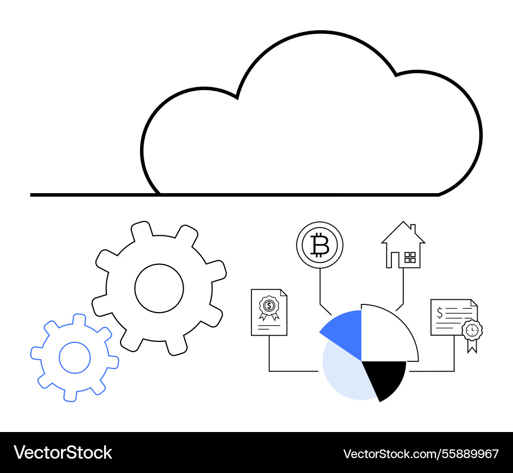 Cloud technology integrating blockchain finance Cloud technology integrating blockchain finance Vector Image