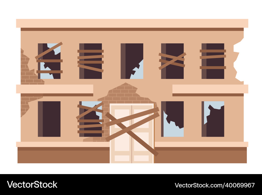 Destroyed city building after war or earthquake vector image