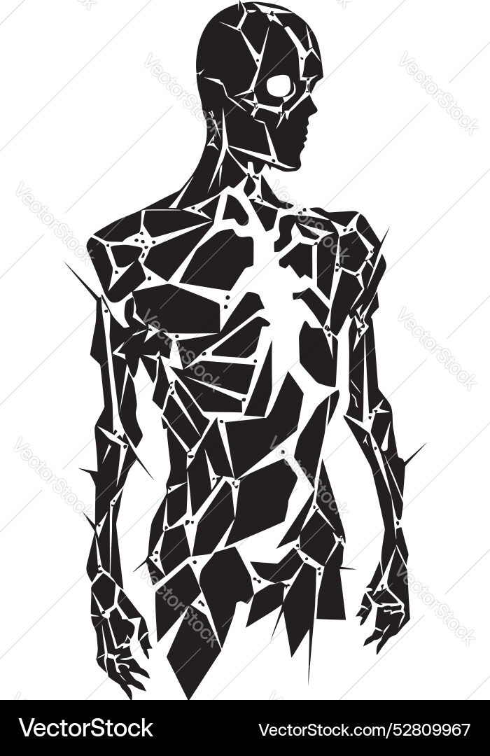Fragmented fusion skeleton symbol design Vector Image