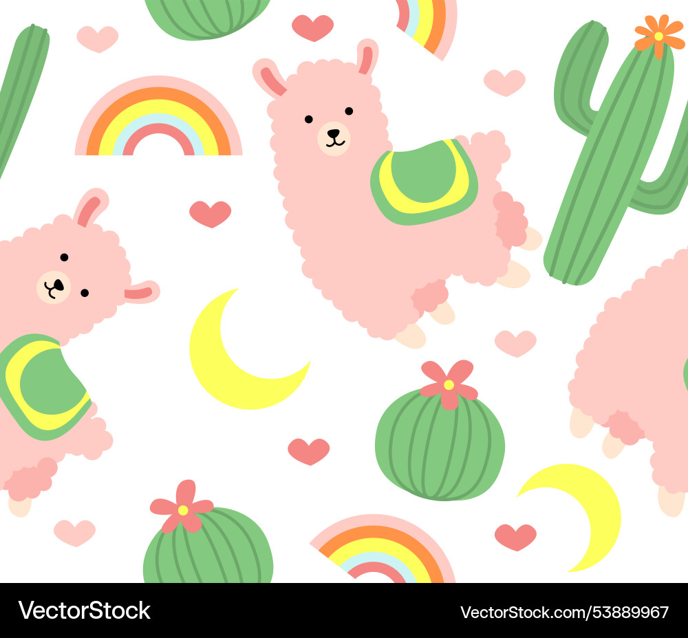 Llama seamless pattern repeating design element vector image