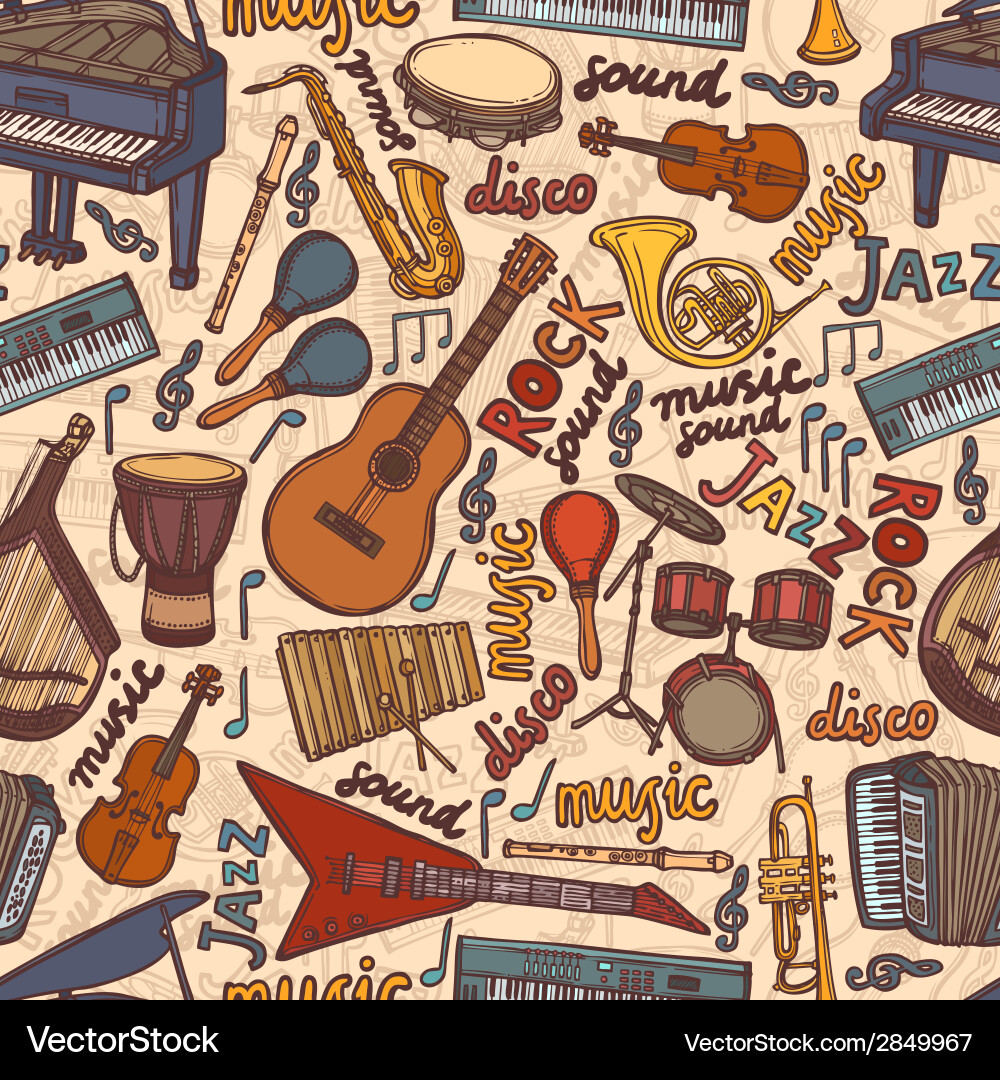 Musical Instruments Pattern vector image