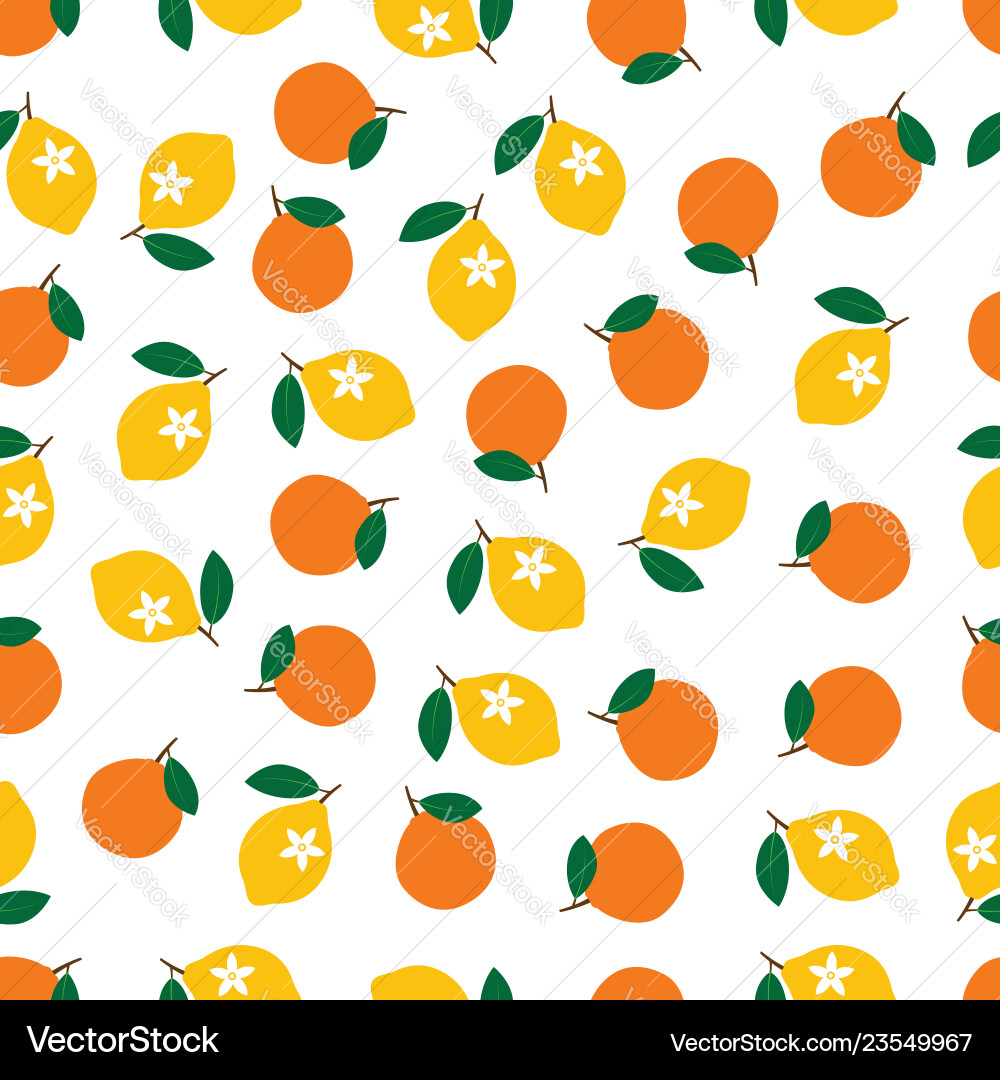Seamless pattern with lemons and oranges Vector Image