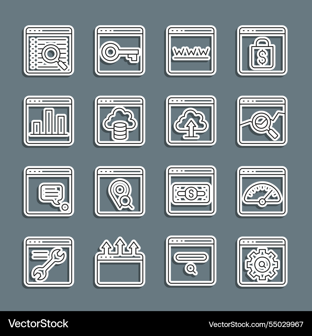 Set line browser setting digital speed meter Vector Image