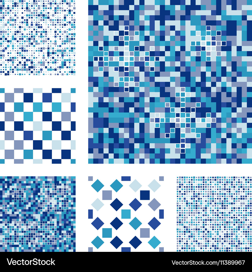 Set of abstract seamless patterns with squares Vector Image